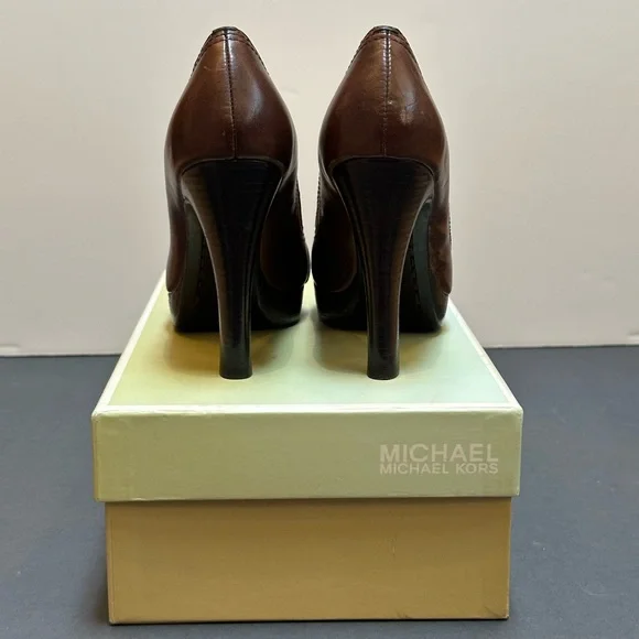 Michael Kors "Harness Open Toe" Chocolate Heels - Picture 5 of 12